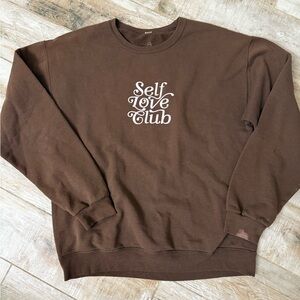 LONELY GHOST Brown Crewneck Sweater
